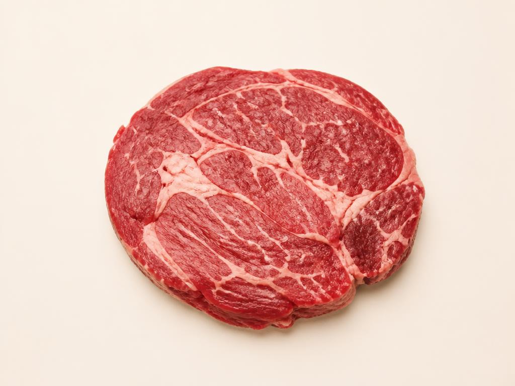 Chuck Eye steak, raw, seen from above