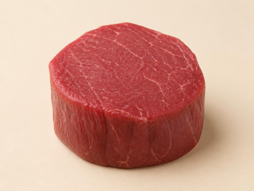 Filet Mignon steak, raw, seen from above