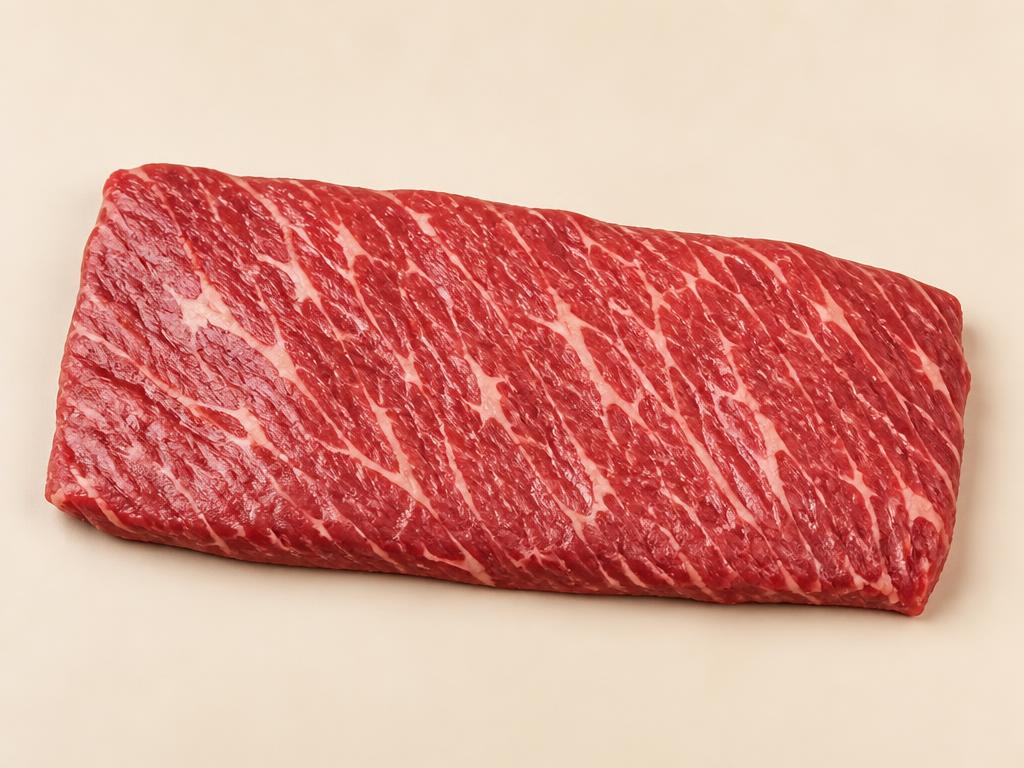 Flat Iron steak, raw, seen from above