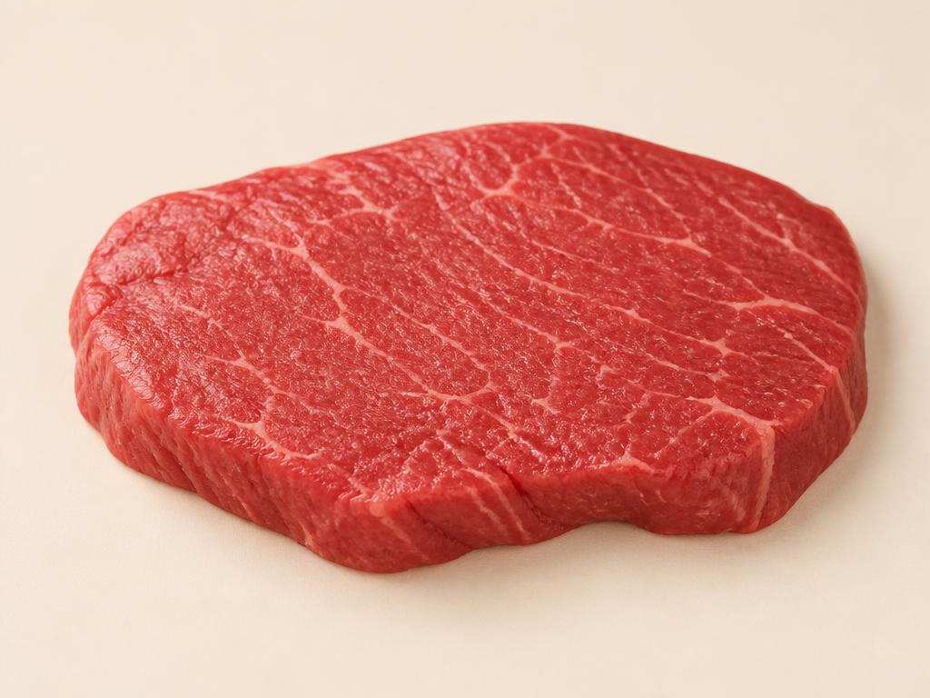 Sirloin steak, raw, seen from above